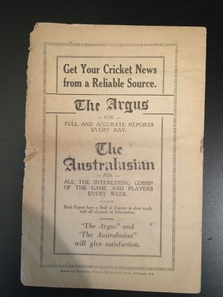 Argus Cricket Guide 1928/29 Program MCC tour Australia Bradman ' s 1st Ashes RARE 3