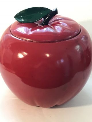 Rare Vintage Mccoy Usa Red Apple Cookie Jar W/ Lid 1950s Mcm