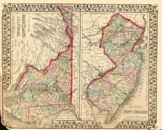 1872 Hand Colored Mitchell County Map Of Maryland,  Delaware And Jersey