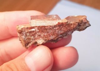 Rare Gemy Diaspore Crystals On Bocsite Rock In Matrix From Turkey Natural