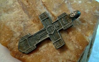 Rare Antique 15 - 17th Century Orthodox Sword - Shaped Cross With Crown Of Thorns