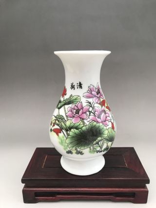 Chinese Antiques Hand Make Porcelain Lotus Pattern Vase N094