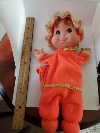 Rare Old Vintage Baby Beans Puppets Doll Mattel 1973 Orange Sleeper Old Toy 11 "
