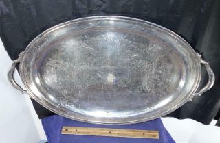 Vintage Large Oval Silver Plated Serving Tray Platter Oneida Silversmith