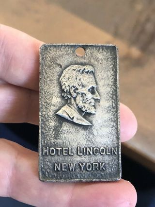 Rare Old Keychain Room Key Fob Hotel Lincoln York City