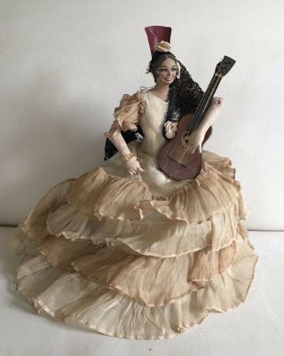 Vintage Spanish Doll Flamenco Seated Guitar Player 1940’s