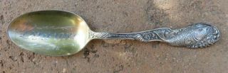Antique Vintage " Medford Oregon " Sterling Silver Souvenir Spoon Embossed Salmon