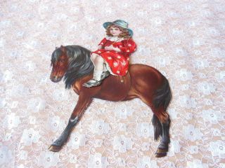 Rare Victorian Mechanical/articulated Card/girl Riding A Horse/raphael Tuck