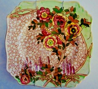 Royal Winton Grimwades Rare Hand Painted Luncheon Plate Colorful Art Nouveau