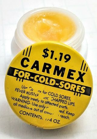 Vintage Carmex Lip Balm Milk Glass Jar Pharmacy Collectible Display Coldsore