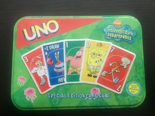 Spongebob Squarepants Uno (complete Set) Special Edition Tin Set 2002 Rare
