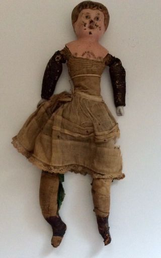 Antique German Tin Metal Head With Cloth Body “minerva” Doll