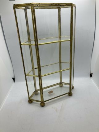 Vintage Brass And Glass Trinket Display Case 9 3/4 " 3 Shelf