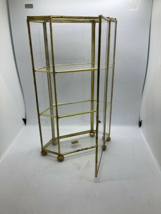 Vintage Brass and Glass Trinket Display Case 9 3/4 