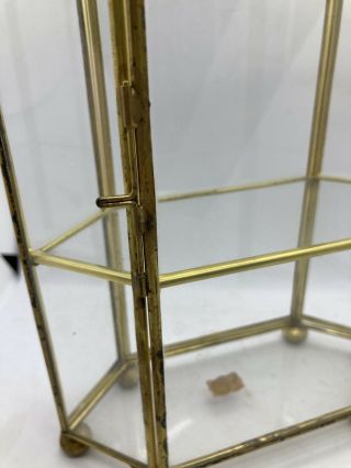 Vintage Brass and Glass Trinket Display Case 9 3/4 