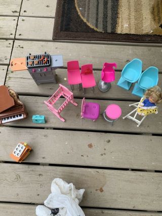 Mattel Barbie Furniture,  Chairs,  Piano,  Microwave And Grill