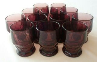 Vintage Georgian Honeycomb Drinking Glasses,  Rare Amethyst Color,  Set Of 12