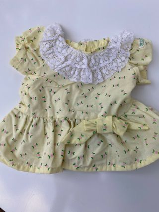 Vintage 80s Cabbage Patch Doll Kid Dress Yellow Floral White Lace Collar