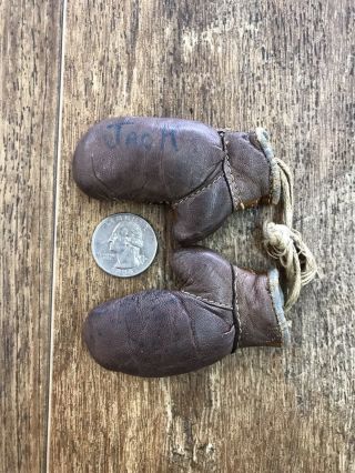 Vintage Leather Miniature Boxing Gloves Antique Toy Salesman Sample Diminutive