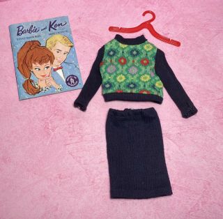 Vintage Barbie 1621 Knit Hit (2) Piece Top And Skirt Booklet,  Hanger