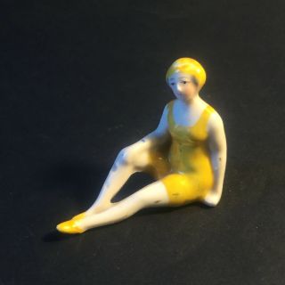 Rare Authentique Ancienne Figurine Baigneuse Art Deco Porcelaine Pin Up Sexy