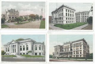 Orleans La Antique Postcards Tulane Hospital Court House St Charles Library