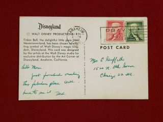 Disneyland Rare Tinker Bell Art Corner Vintage Post Card 2