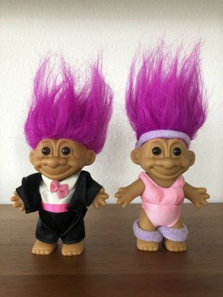 2 Russ Vintage Troll Dolls (purple Hair,  18316/18313)