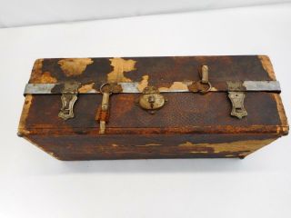 Antique Wood Clarinet Case Holds Three Clarinets A,  Bb,  C