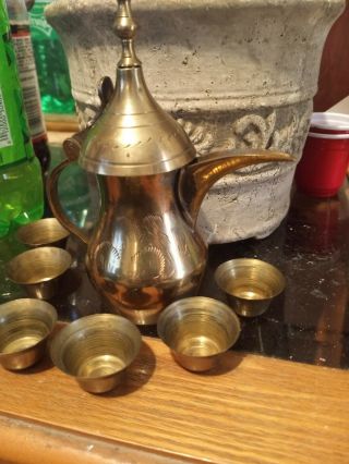 Antique Vtg Brass Copper Dallah Coffee Pot Islamic Arabic Middle Eastern