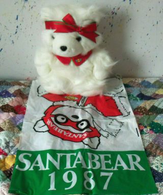 Vintage Santa Bear 1987 Girl Dayton Hudson Christmas Holiday With Bag