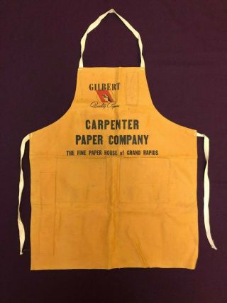 Vintage Advertising Apron - Carpenter Paper Co.  Grand Rapids,  Mi Gilbert Paper