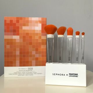 Sephora,  Pantone Universe Tangerine Tango Brush Set Acrylic Rare Orange