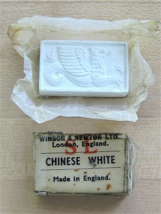 Two Antique Winsor & Newton Ltd.  Watercolor Paint Blocks/cakes Chinese White