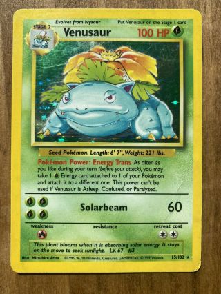 Venasaur 1999 Base Set Pokemon Card Holo Rare 15/102