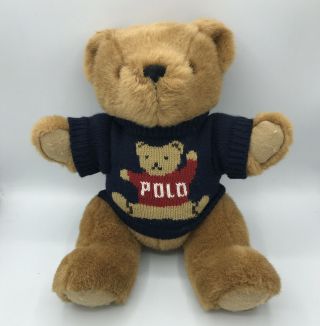 Vintage Polo Ralph Lauren Plush Teddy Bear 1997 Trademark Polo Sweater