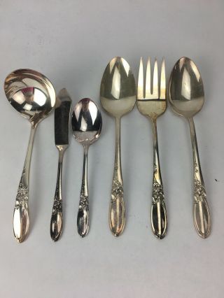 6 Pc Serving Set Oneida Community Silverplate White Orchid