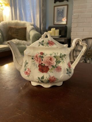 Vintage 6320 Teapot Arthur Wood Son Staffordshire England Antique Shabby Roses
