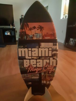 Wooden Surfboard " Miami Beach,  Magic City " 80 