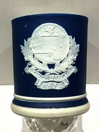 C.  1891 Wedgwood Jasperware Cobalt Blue " Coat Of Arms - Rhyl " Miniature - Rare