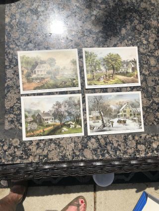 Currier And Ives 5 X 7 Lithographs Prints Set Four Seasons American Homestead Ny