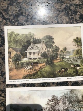 Currier and Ives 5 x 7 Lithographs Prints SET Four Seasons American Homestead ny 2