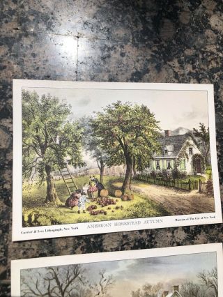 Currier and Ives 5 x 7 Lithographs Prints SET Four Seasons American Homestead ny 3