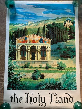 1950’s Vintage Travel Airline Poster Israel The Holy Land 38x26” Twa?