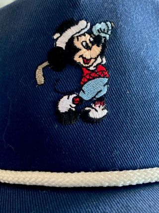 Vintage ⚡️rare⚡️ Disney Mickey Pro Golf Blue Leather Strap Adjustable Hat W/rope