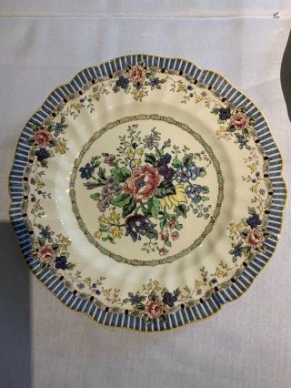 4 Antique Royal Doulton The Vernon Dinner Plates - Blue Border - 10 - 1/8 "