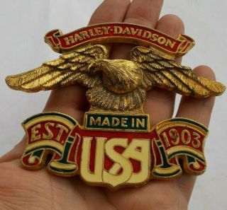 Rare Vintage Harley Davidson Motorcycle Plaque Emblem Sign Usa Est.  1903 Eagle