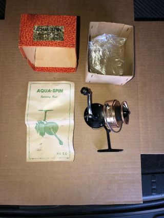Vintage No.  50 Aqua Spin Spinning Fishing Reel With Box And Paperwork