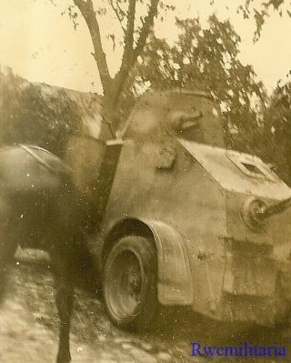 Rare German View Of Abandoned Polish Wz.  29 Armored Car On Road; 1939