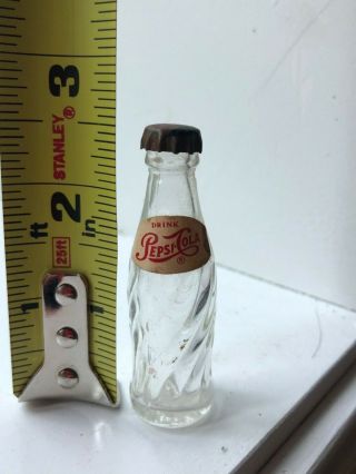 Pepsi Cola Mini Glass Bottle Cap Acl Cap Rare Base Embossing